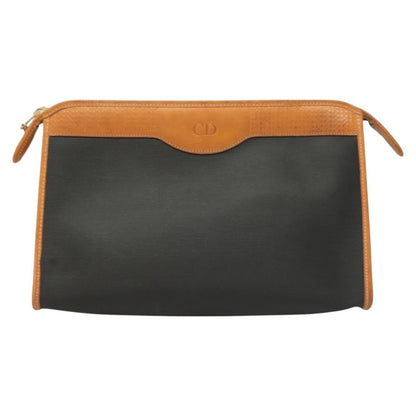 Christian Dior Vintage Zip Pochette Canvas and leather, BLACK, PVC, Clutche & pouche