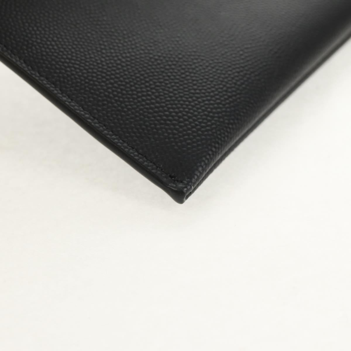 Saint Laurent Classic Monogram Zip Bill Pouch Leather, BLACK, LEATHER, Clutche & pouche