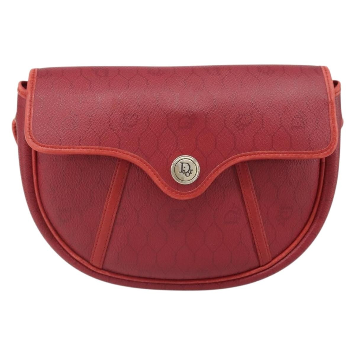Christian Dior Vintage Honeycomb Shoulder Bag Canvas, RED, PVC, Shoulder bag