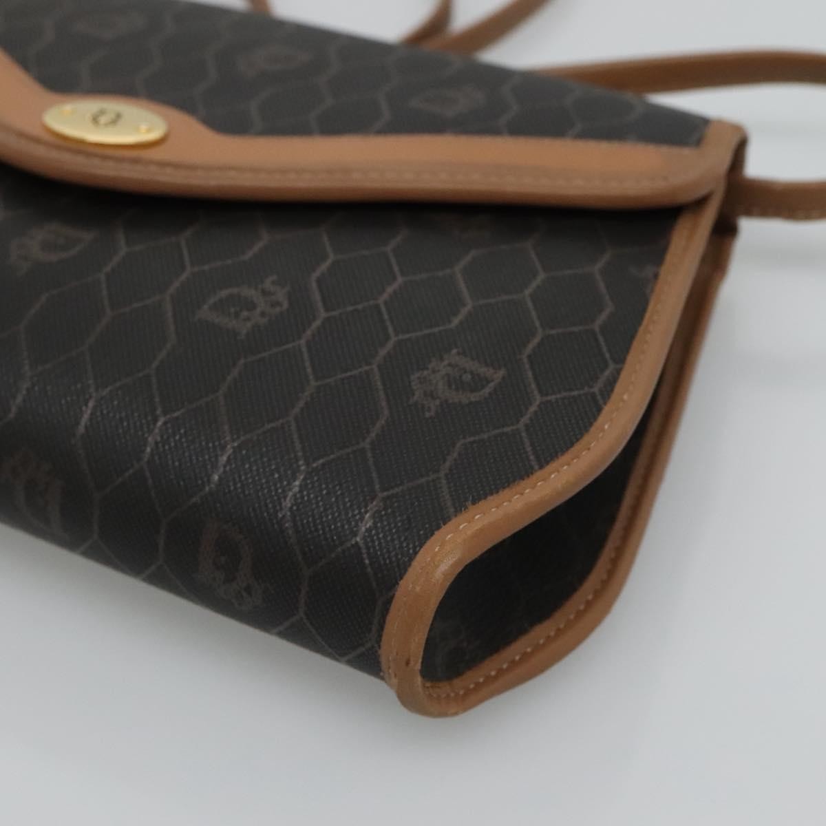 Christian Dior Vintage Honeycomb Flap Crossbody Bag Canvas and Leather, BLACK, CANVAS, Crossbody bag