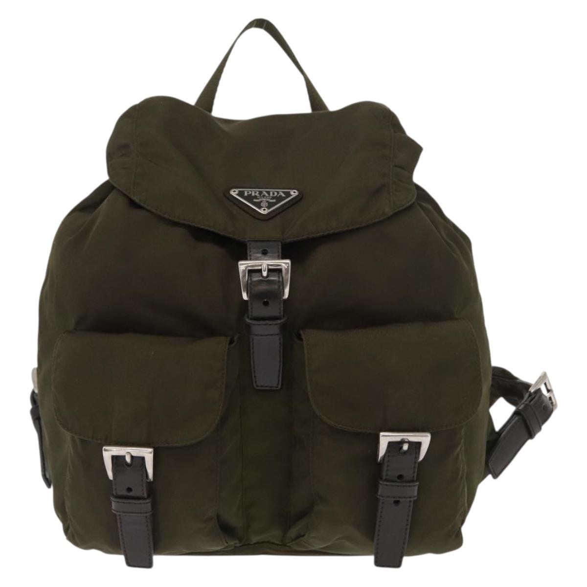 Prada Double Front Pocket Backpack Tessuto, GREEN, NYLON, Backpack
