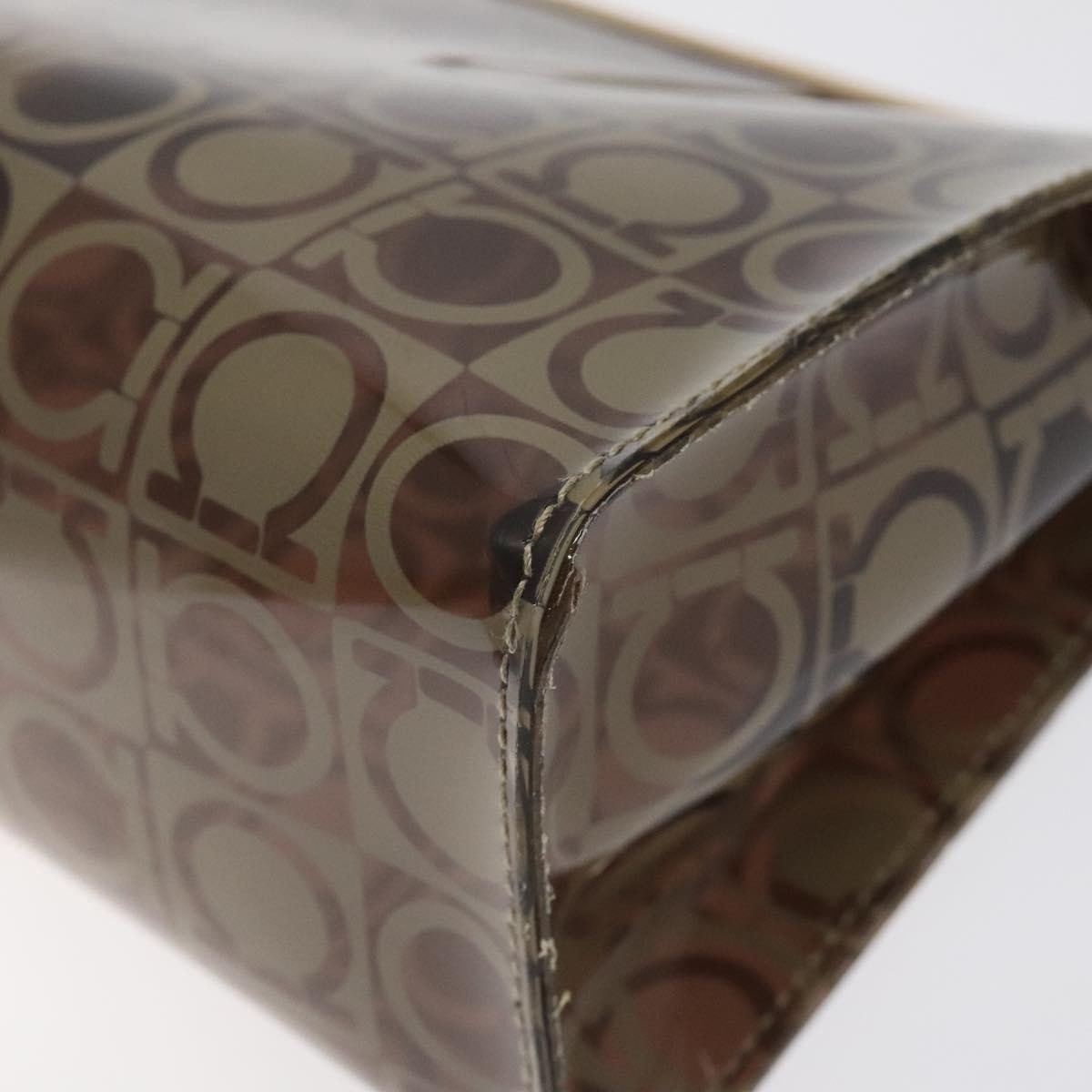 Salvatore Ferragamo Gancini Pouch Canvas, BROWN, VINYL, Clutche & pouche