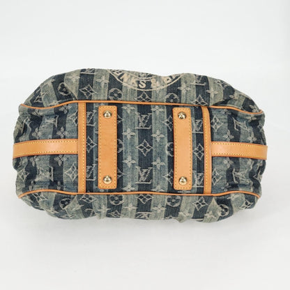 Louis Vuitton Porte Epaule Raye Handbag Striped Monogram Denim, BLUE, DENIM_JEANS, Handbag