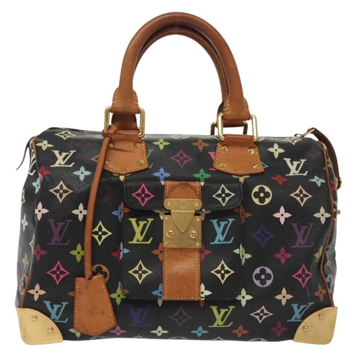 Louis Vuitton Speedy Handbag Monogram Multicolor, BLACK, CANVAS, Handbag