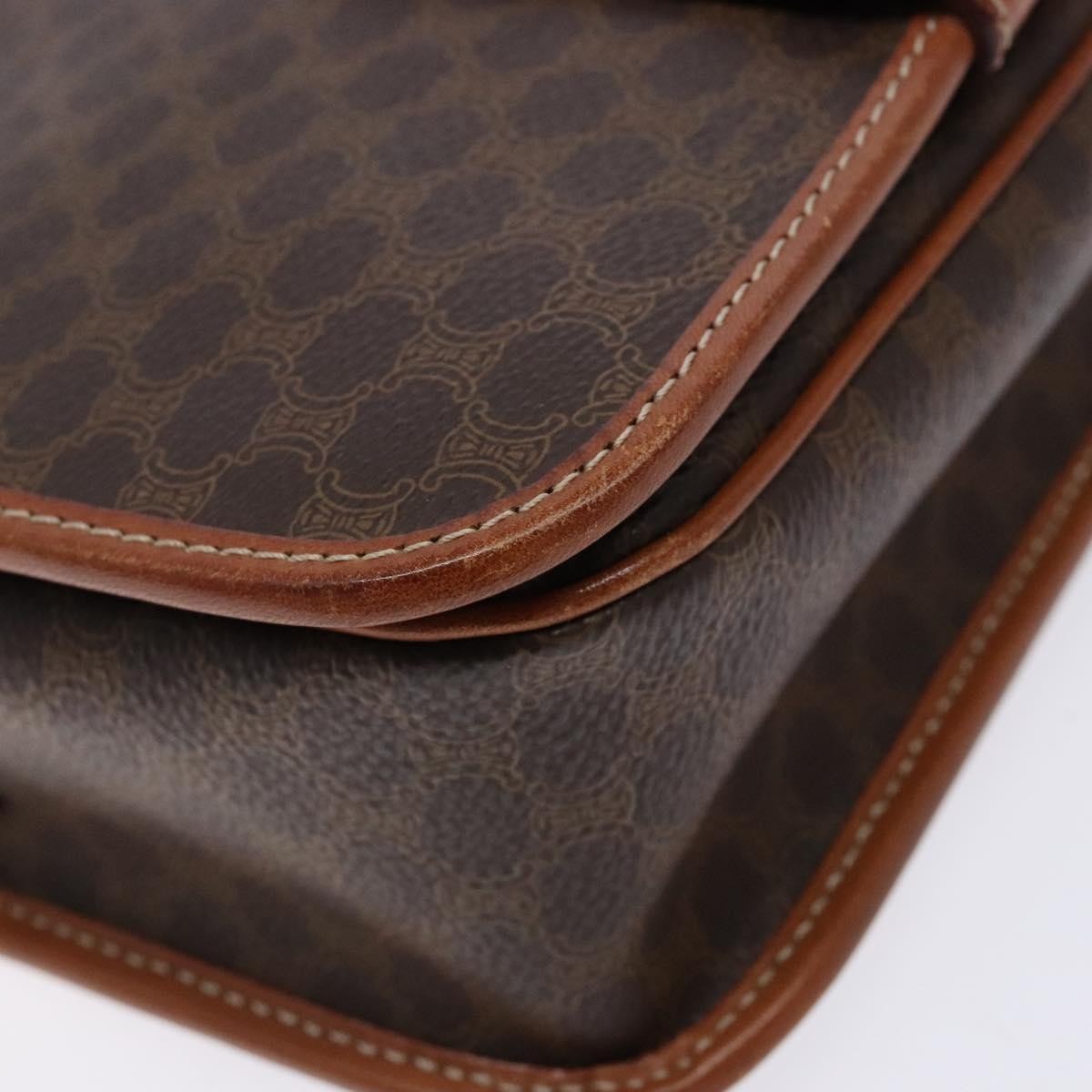 Celine Macadam Shoulder Bag PVC Leather, BROWN, CANVAS, Shoulder bag