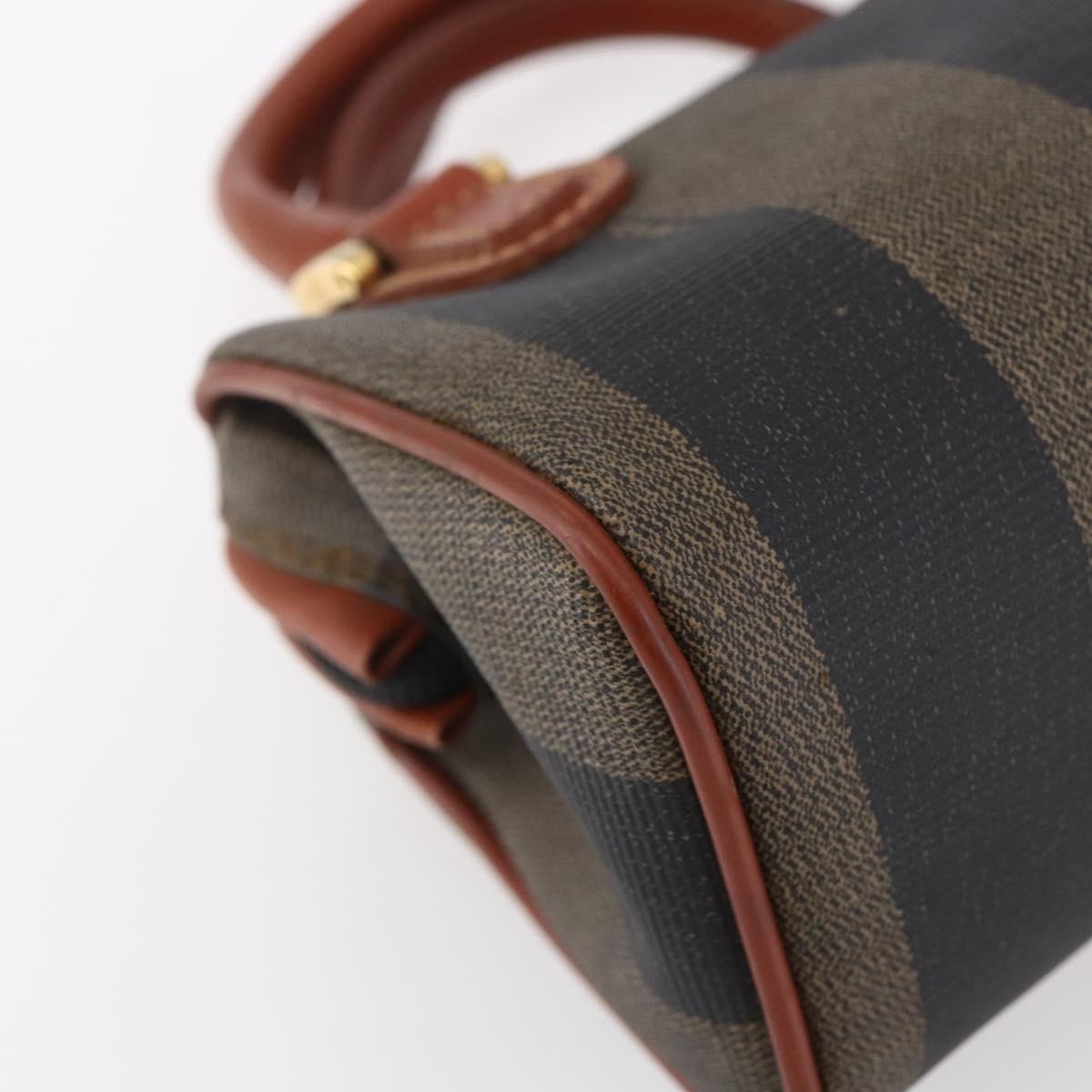 Fendi Vintage Pequin Convertible Boston Bag Coated Canvas, BROWN, CANVAS, Handbag