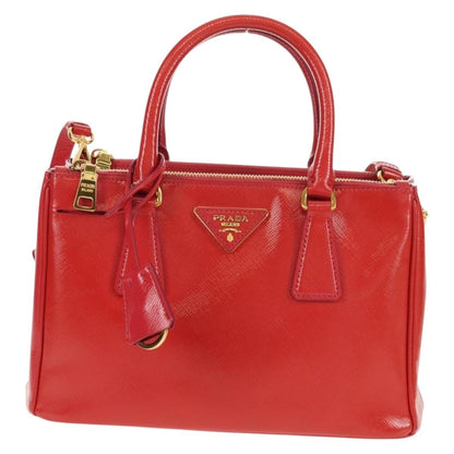 Prada Galleria Double Zip Tote Vernice Saffiano Leather, RED, LEATHER, Handbag