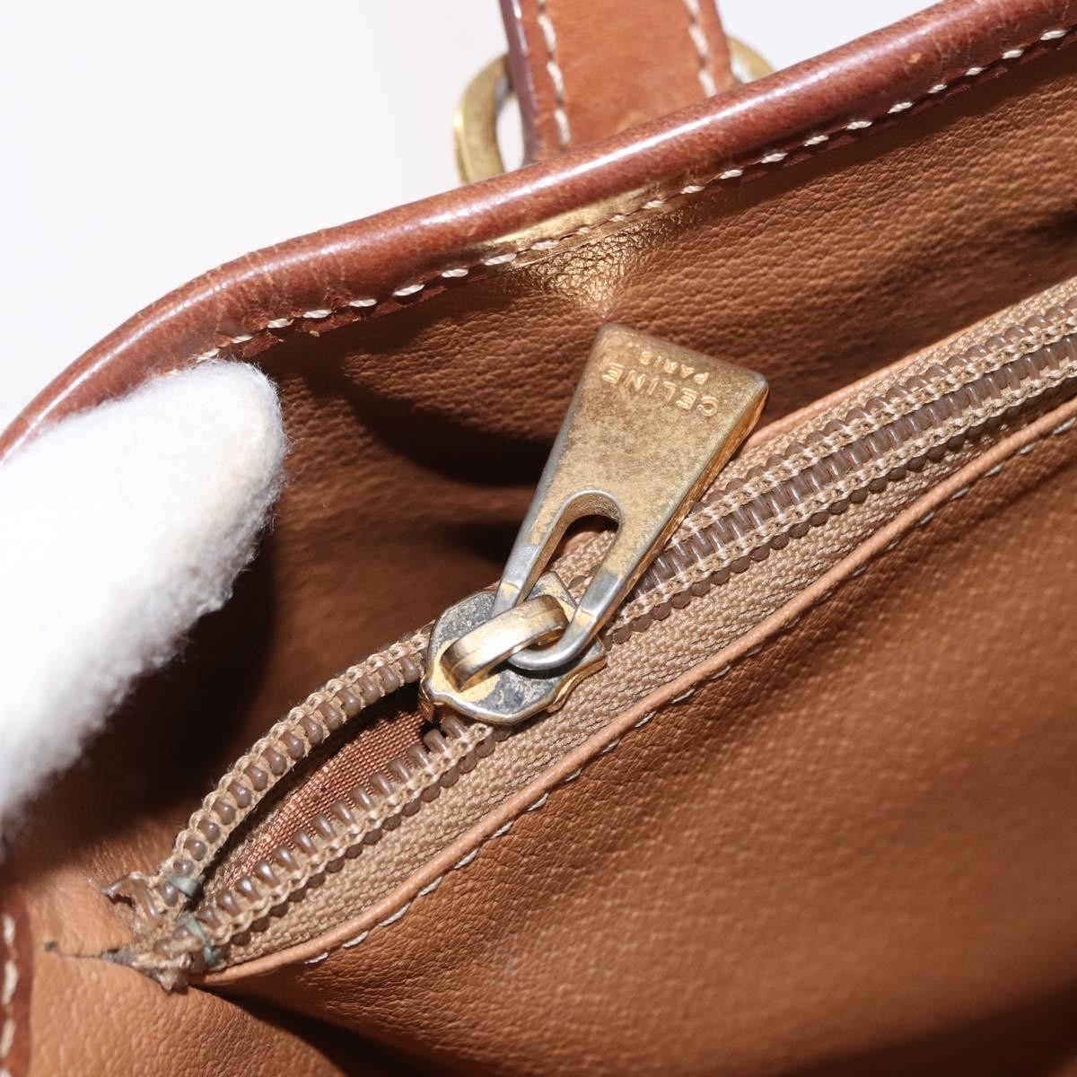 Celine Vintage Macadam Handbag Canvas and Leather, BROWN, CANVAS, Tote bag