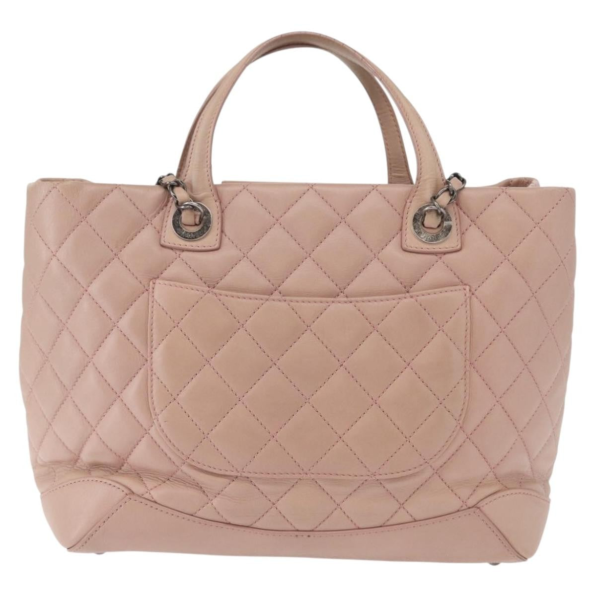 Chanel Easy Shopping Tote Quilted Calfskin, PINK, LEATHER, Tote bag