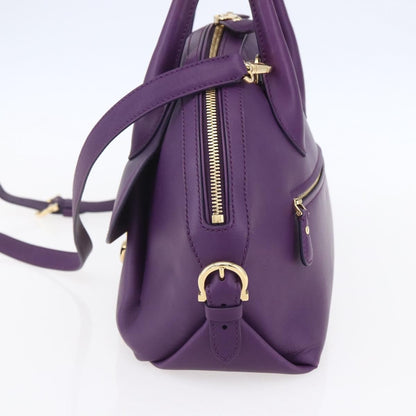 Salvatore Ferragamo Vintage Fiamma Satchel Leather, PURPLE, LEATHER, Handbag