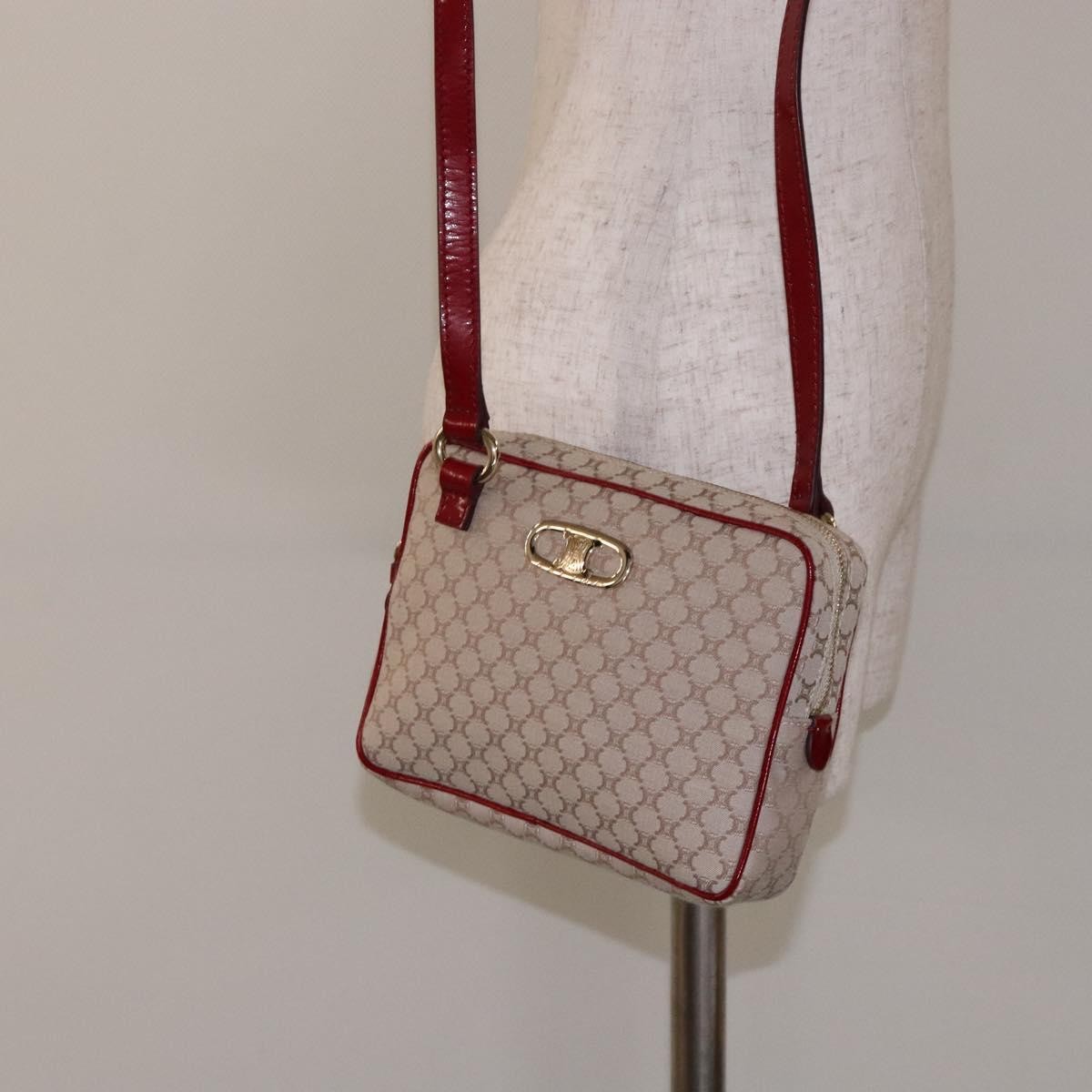 Celine Vintage Macadam Shoulder Bag Canvas, BEIGE, CANVAS, Shoulder bag