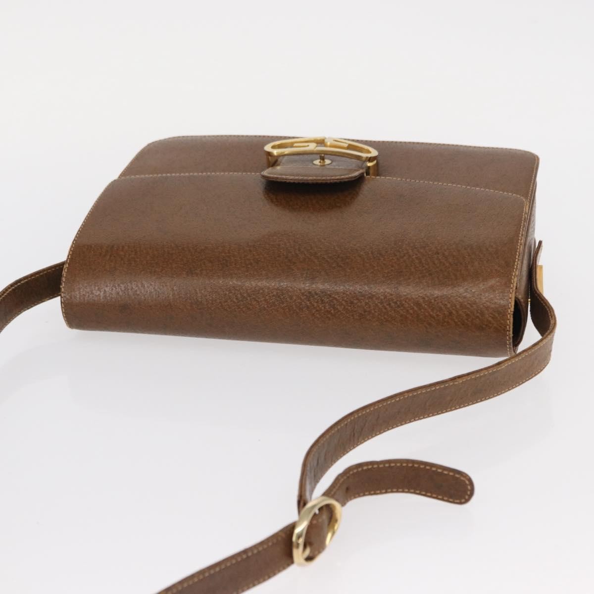 Gucci Vintage Flap Shoulder Bag Leather, BROWN, LEATHER, Shoulder bag