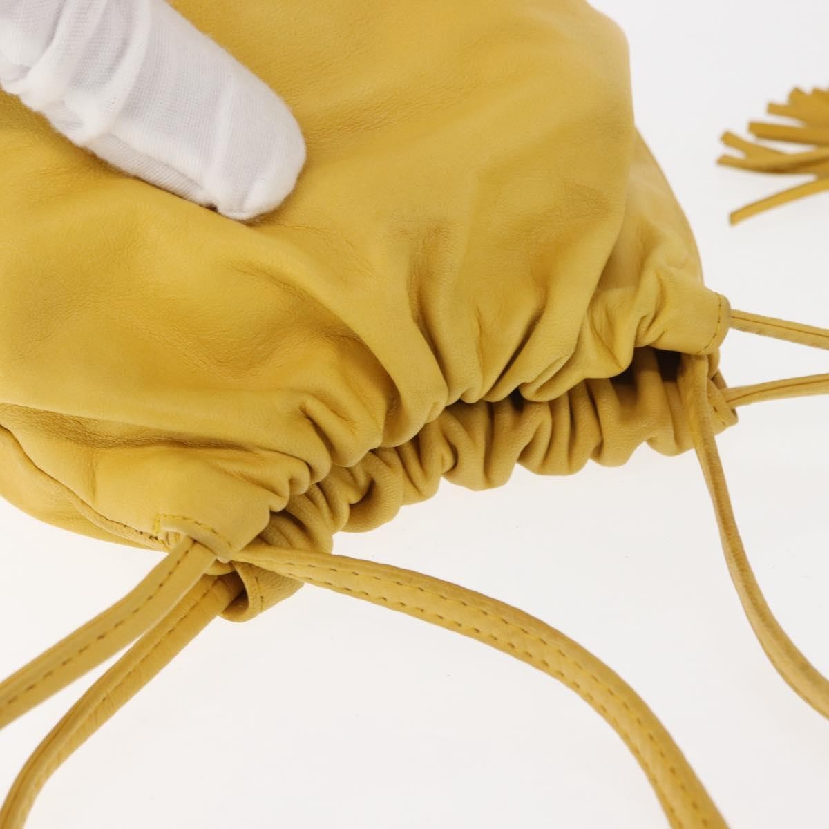 Bottega Veneta Drawstring Bucket Bag Leather and Intrecciato Nappa, YELLOW, LEATHER, Shoulder bag