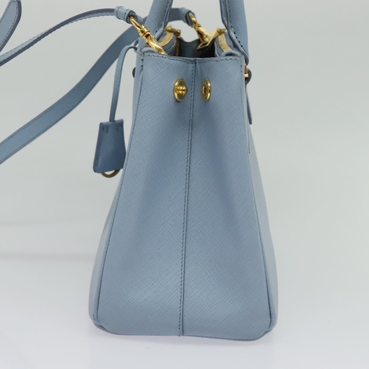 Prada Double Zip Lux Tote Saffiano Leather, BLUE, LEATHER, Handbag