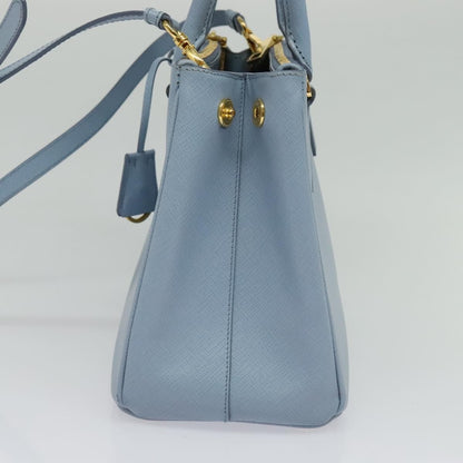 Prada Double Zip Lux Tote Saffiano Leather, BLUE, LEATHER, Handbag
