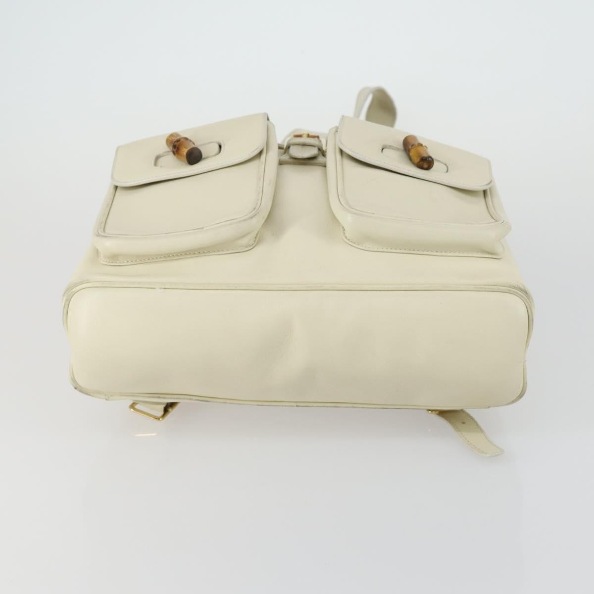 Gucci Vintage Bamboo Backpack Leather, BEIGE, LEATHER, Backpack