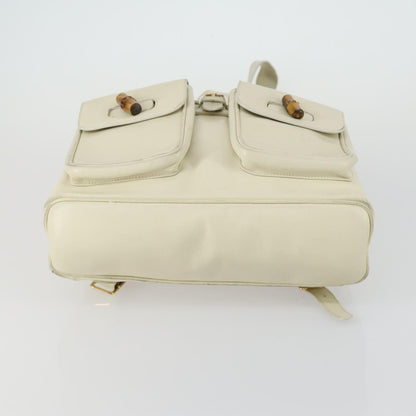 Gucci Vintage Bamboo Backpack Leather, BEIGE, LEATHER, Backpack