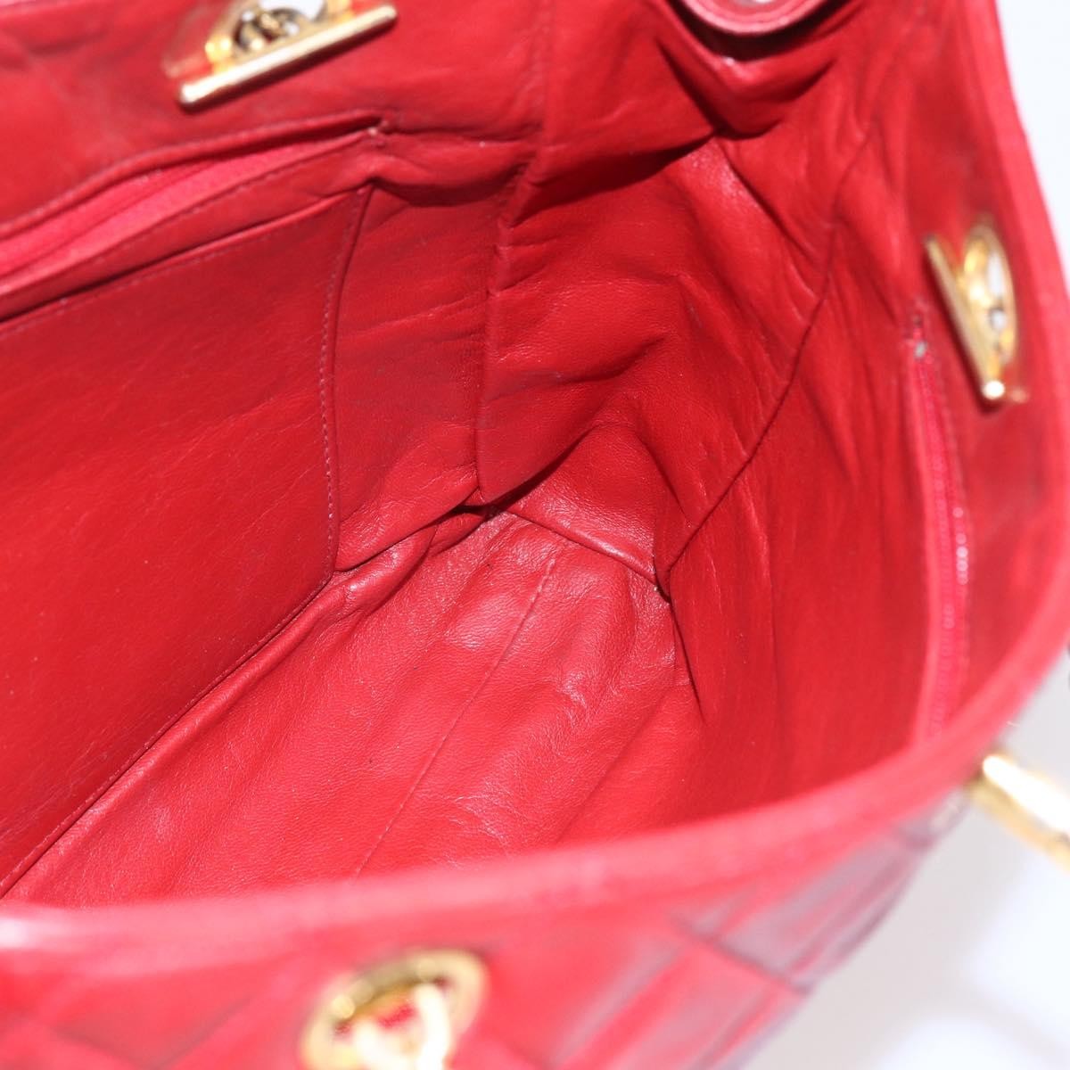 Chanel Vintage Shopping Tote Quilted Lambskin, RED, LEATHER, Tote bag