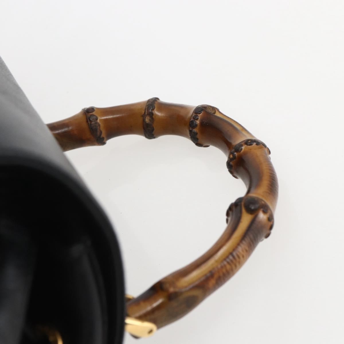 Gucci Vintage Bamboo Backpack Leather, BLACK, LEATHER, Backpack