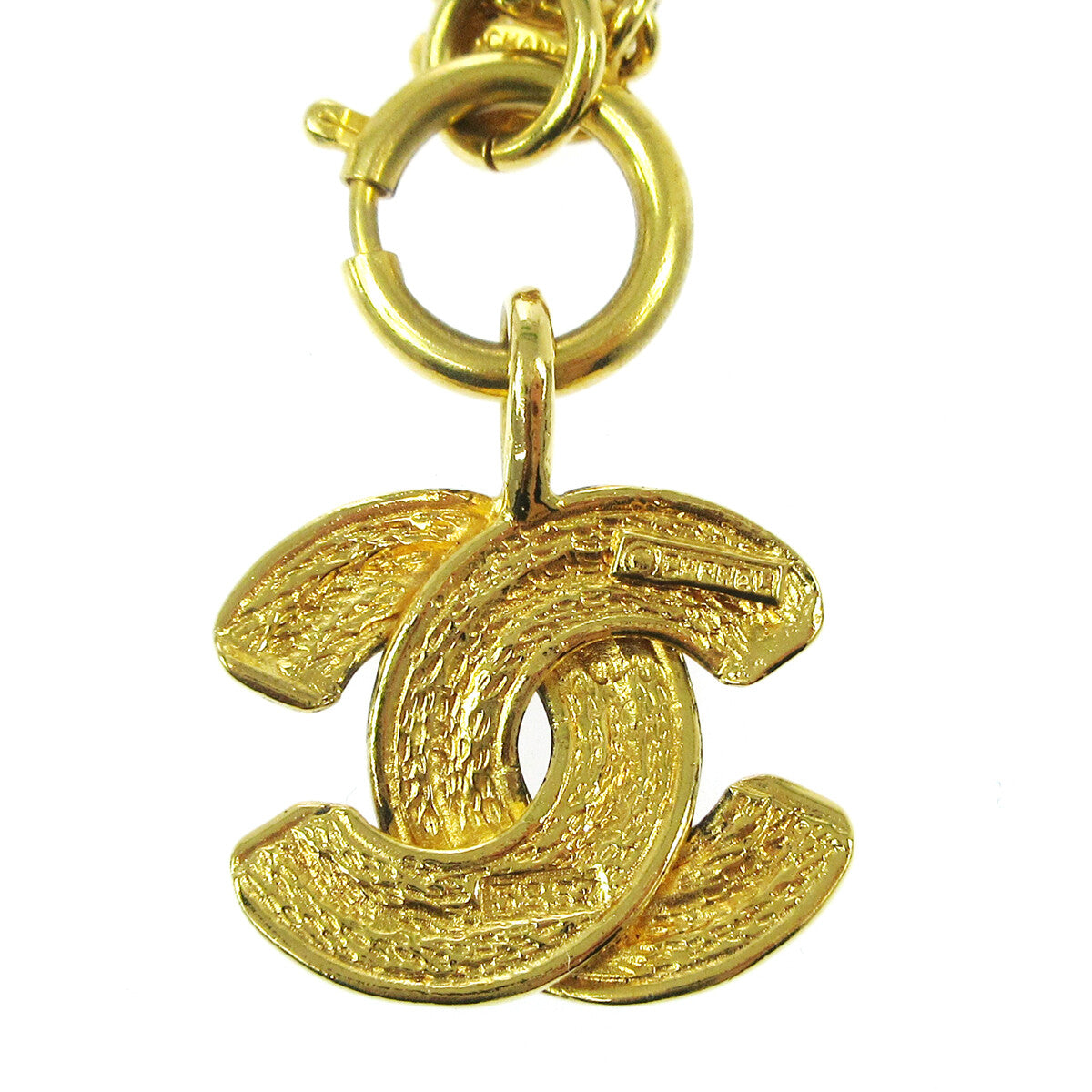 Chanel Vintage Quilted CC Pendant Necklace Metal, GOLD, GOLD, Necklace