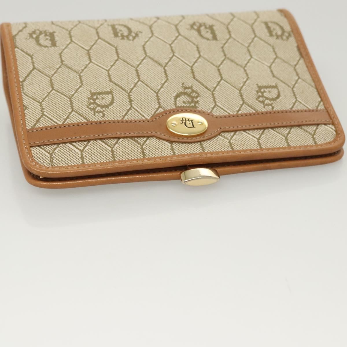 Christian Dior Vintage Honeycomb Zip Pouch Coated Canvas, BEIGE, PVC, Clutche & pouche