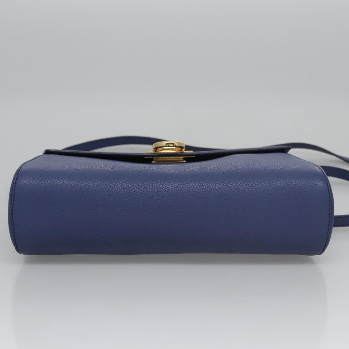 Salvatore Ferragamo Abbey Shoulder Bag Leather, BLUE, LEATHER, Shoulder bag