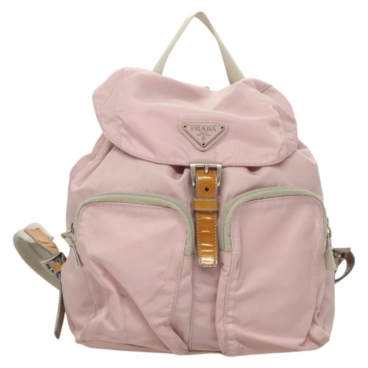 Prada Double Front Pocket Backpack Tessuto, PINK, NYLON, Backpack