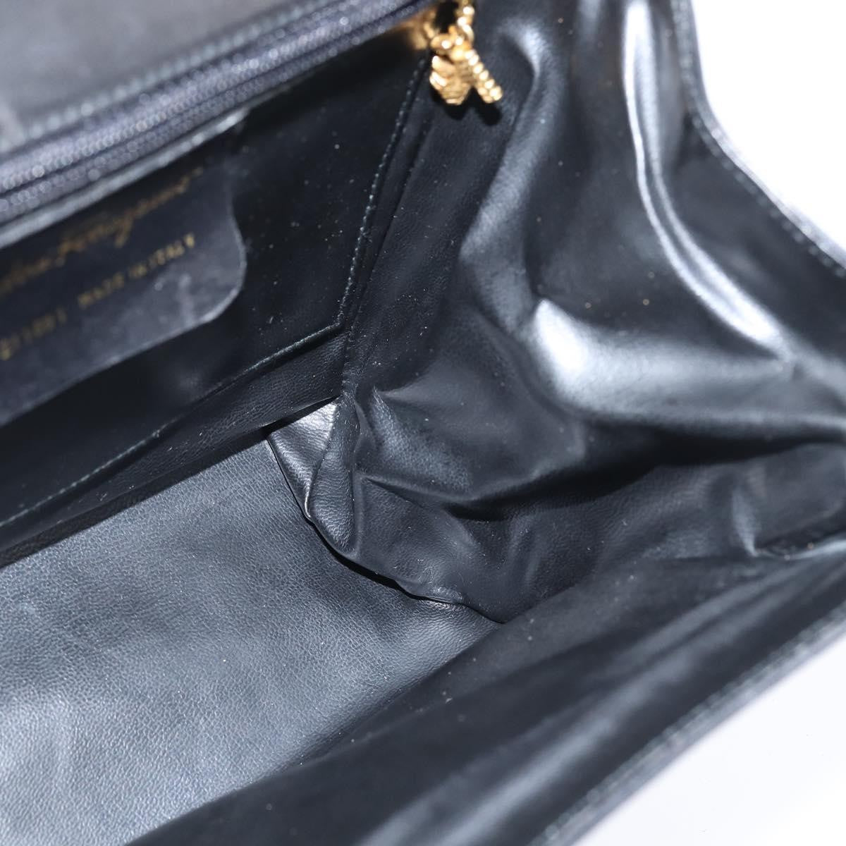 Salvatore Ferragamo Chain Flap Shoulder Bag Leather, BLACK, LEATHER, Shoulder bag