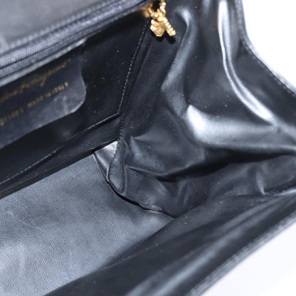 Salvatore Ferragamo Chain Flap Shoulder Bag Leather, BLACK, LEATHER, Shoulder bag