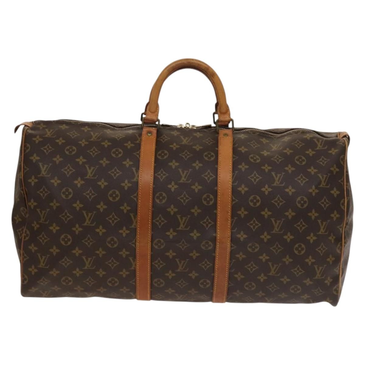 Louis Vuitton Keepall Bag Monogram Canvas, BROWN, CANVAS, Travel bag