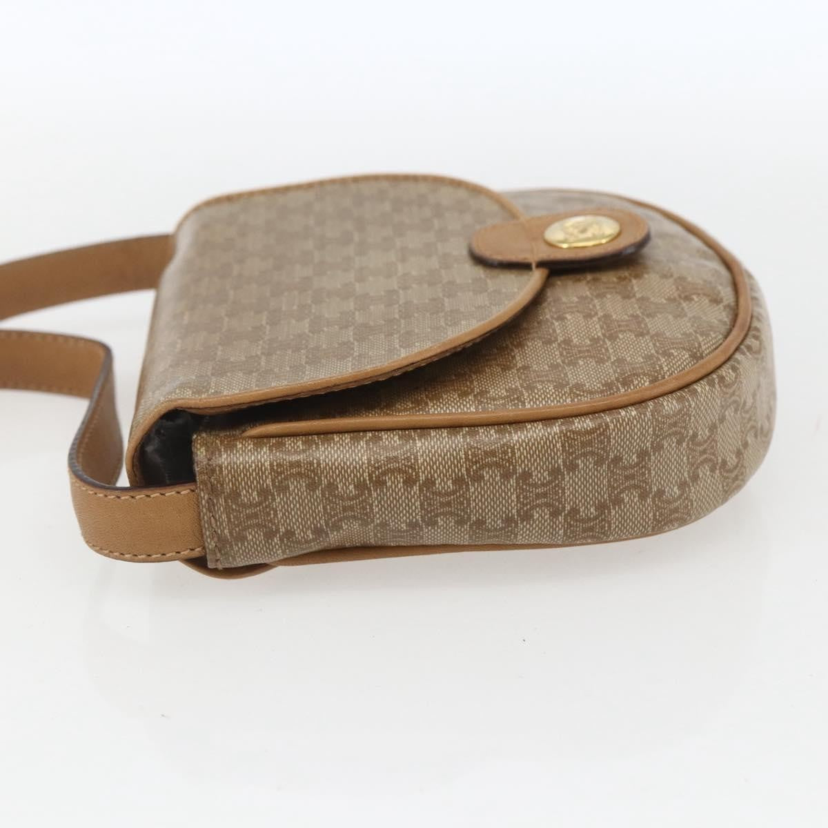 Celine Vintage Macadam Shoulder Bag Canvas, BEIGE, PVC, Shoulder bag