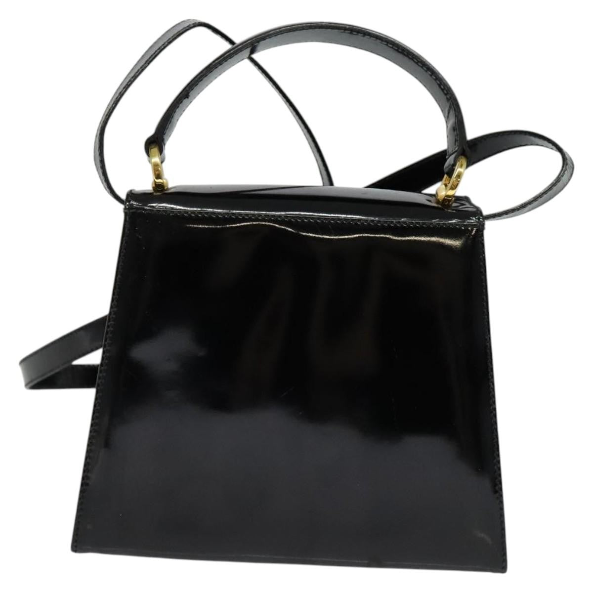 Salvatore Ferragamo Vintage Vara Bow Top Handle Bag Patent Leather, BLACK, PATENT_LEATHER, Handbag