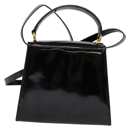 Salvatore Ferragamo Vintage Vara Bow Top Handle Bag Patent Leather, BLACK, PATENT_LEATHER, Handbag