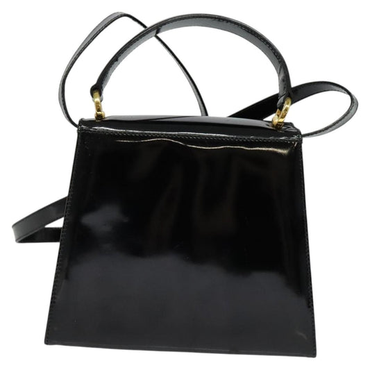Salvatore Ferragamo Vintage Vara Bow Top Handle Bag Patent Leather, BLACK, PATENT_LEATHER, Handbag