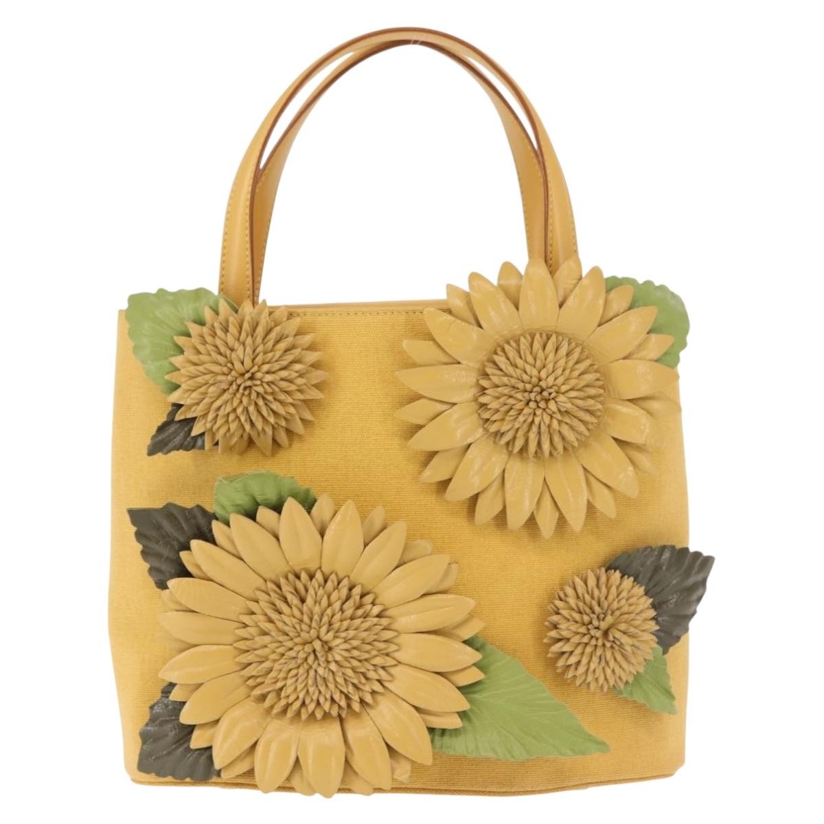 Salvatore Ferragamo Flower tote Canvas, YELLOW, CANVAS, Tote bag