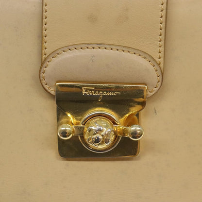 Salvatore Ferragamo Vintage Shoulder Bag Leather, BEIGE, LEATHER, Shoulder bag