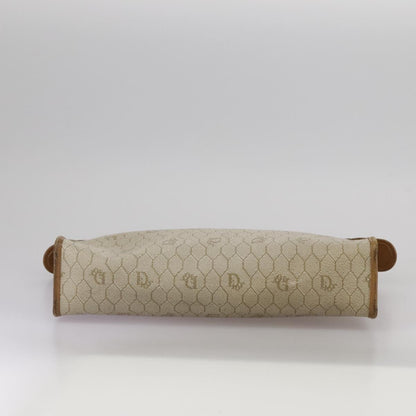 Christian Dior Vintage Honeycomb Zip Pouch Canvas and Leather, BEIGE, CANVAS, Clutche & pouche