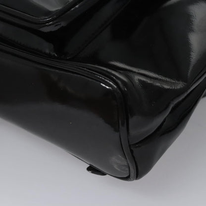 Gucci Vintage Bamboo Backpack Patent, Black, Patent Leather, Backpack