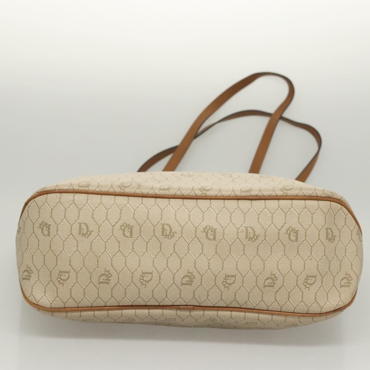 Christian Dior Vintage Honeycomb Tote Bag Canvas and Leather, BEIGE, CANVAS, Tote bag