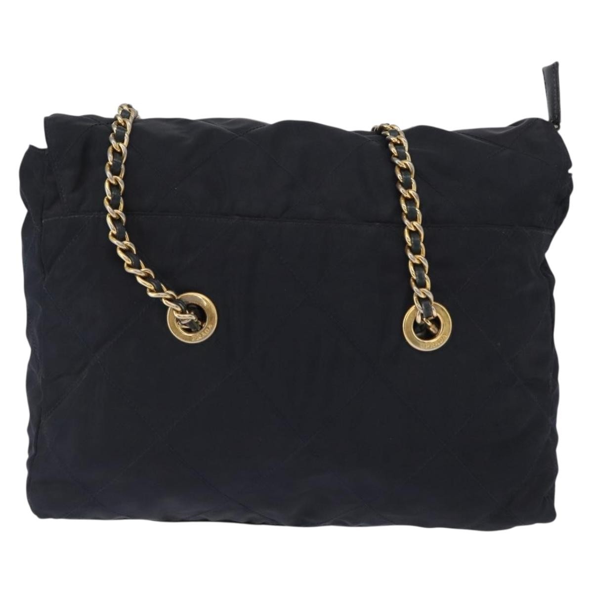 Prada Chain Shoulder Bag Tessuto, Navy, Nylon, Shoulder Bag