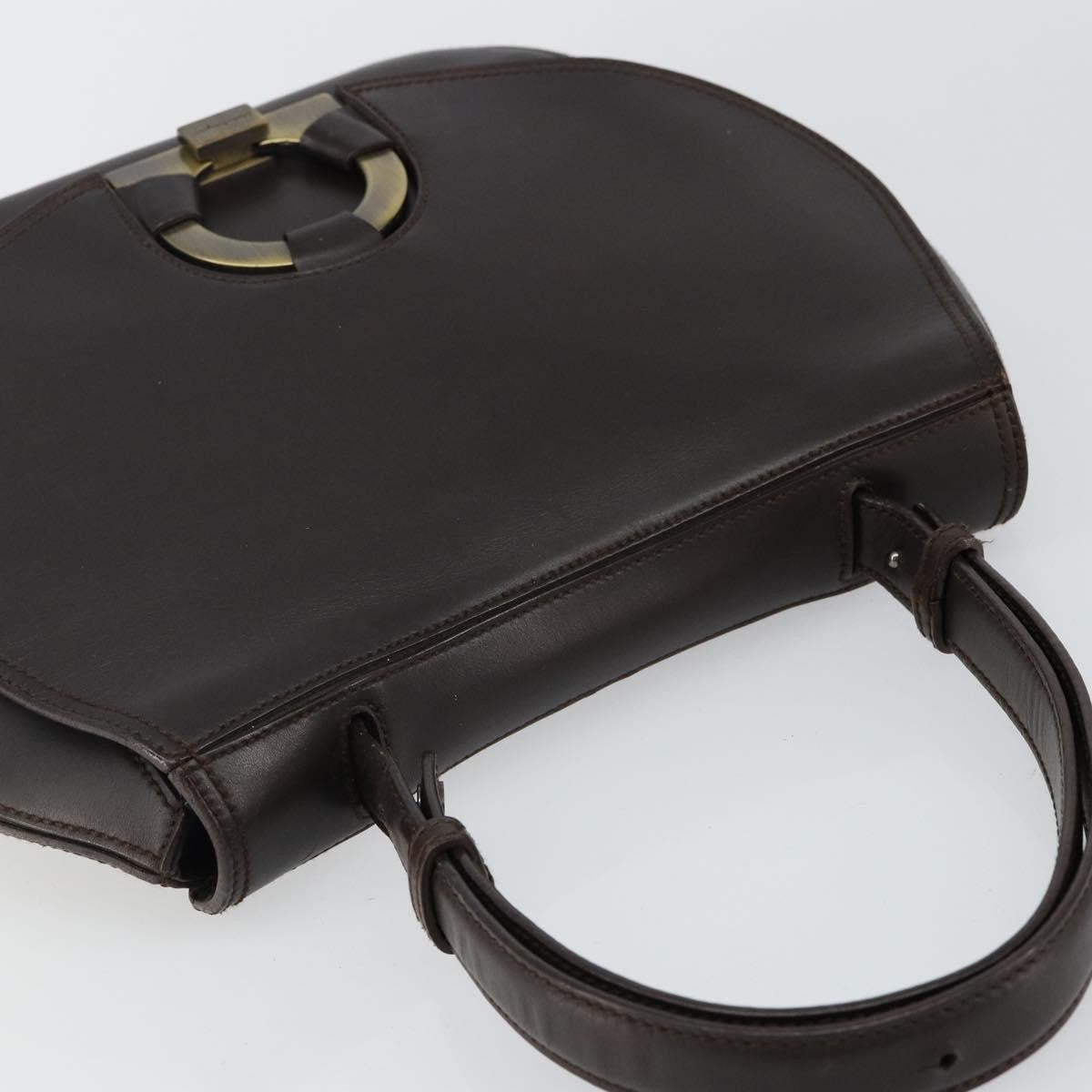 Salvatore Ferragamo Gancini handbag Leather, BLACK, LEATHER, Handbag