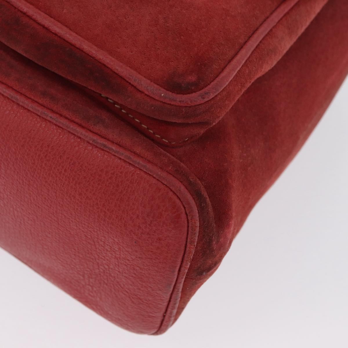 Gucci Vintage Bamboo Backpack Suede and Leather, Red, Suede, Backpack