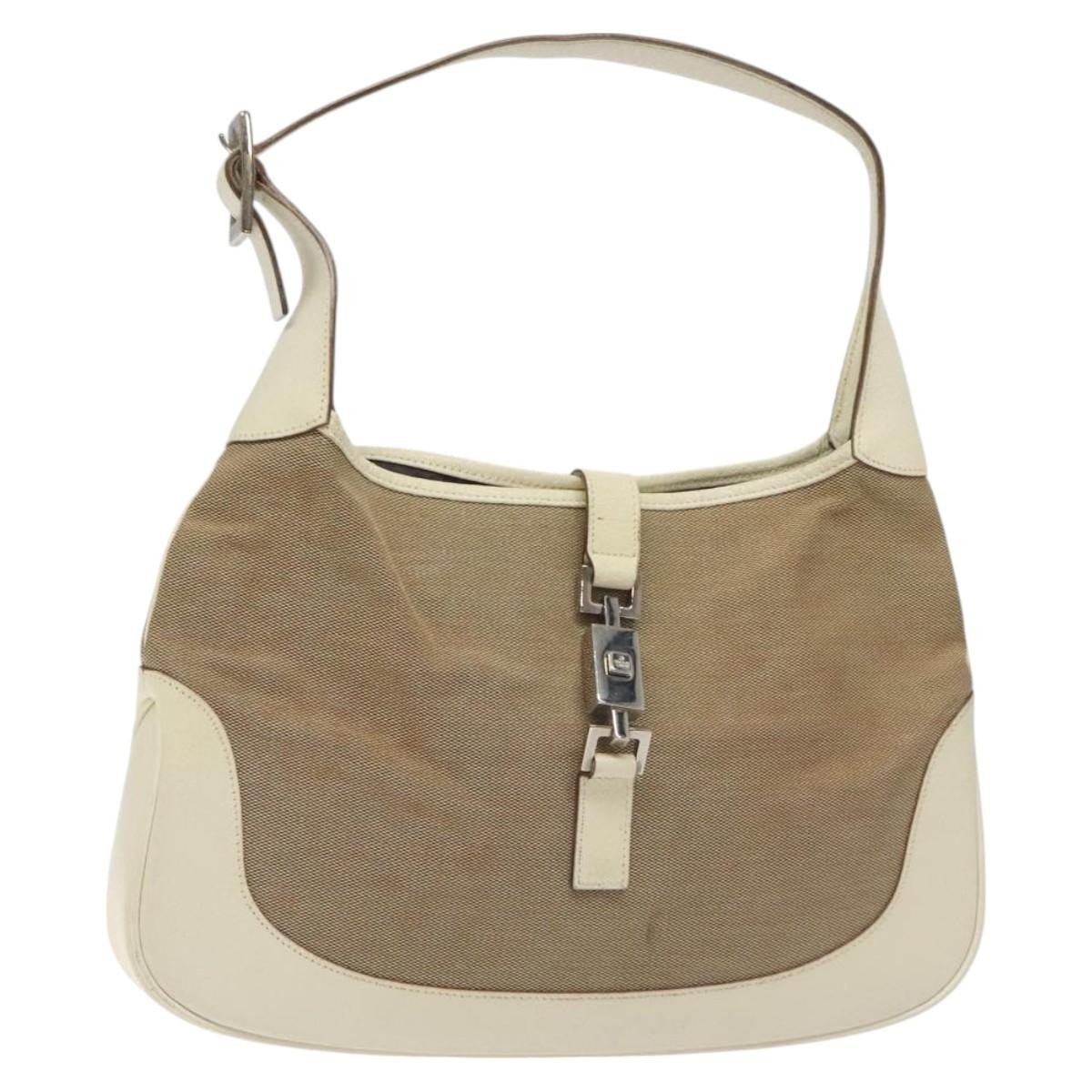 Gucci Vintage Jackie O Hobo Canvas and leather, BEIGE, CANVAS, Shoulder bag