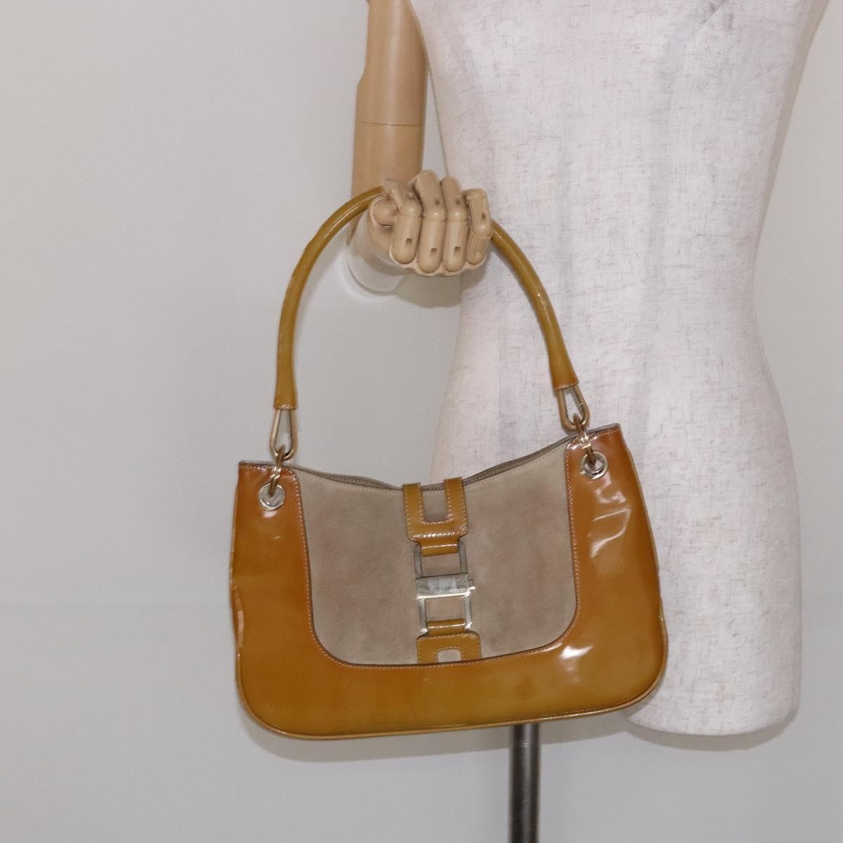 Gucci Jackie Bag Patent Leather, BEIGE, SUEDE, Shoulder bag