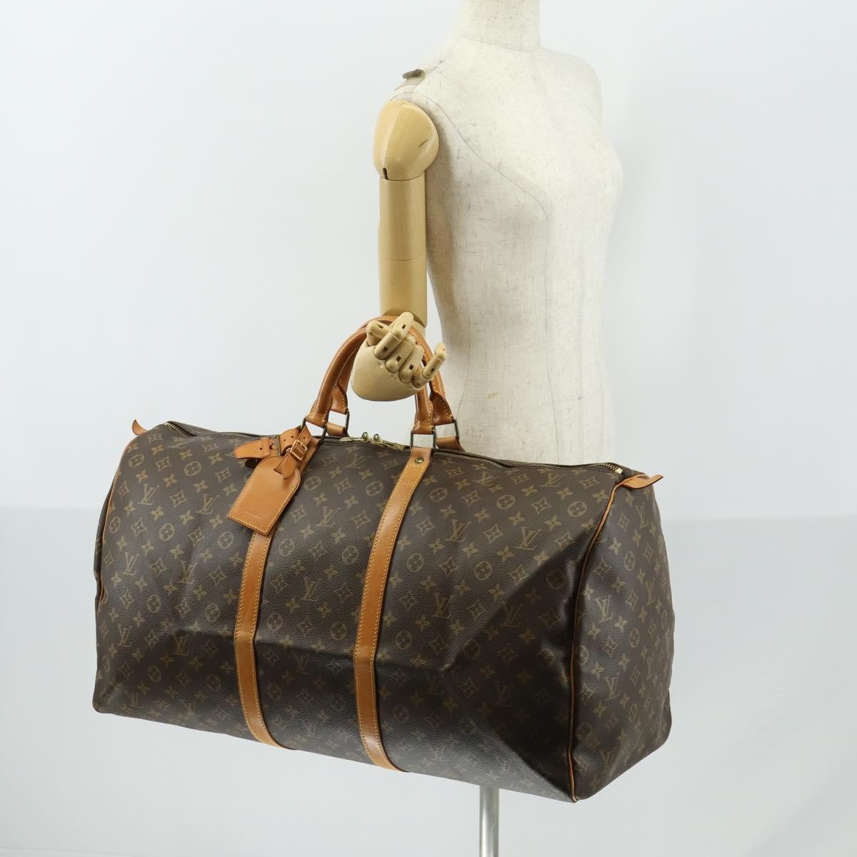 Louis Vuitton Keepall Bag Monogram Canvas, BROWN, CANVAS, Travel bag