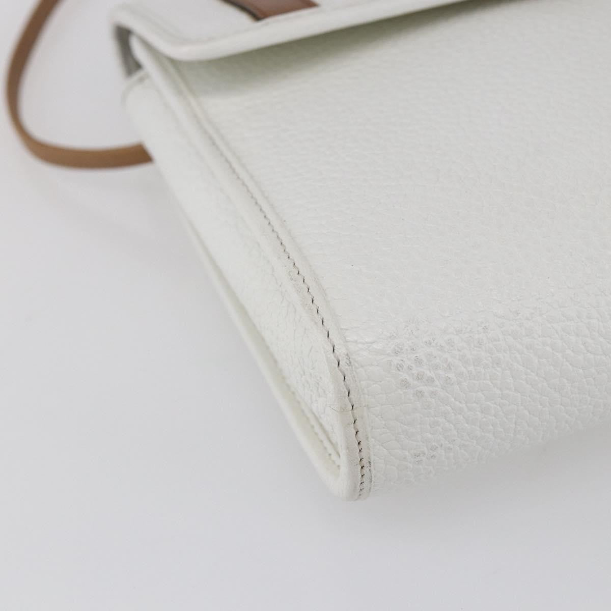 Christian Dior Vintage CD Logo Shoulder Bag Leather, WHITE, LEATHER, Shoulder bag