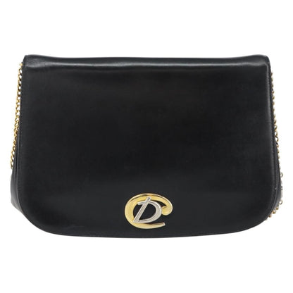 Christian Dior Vintage Chain Flap Shoulder Bag Leather, BLACK, LEATHER, Shoulder bag