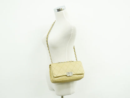 Chanel Reissue 2.55 Flap Bag Quilted Lambskin, BEIGE, LEATHER, Shoulder bag