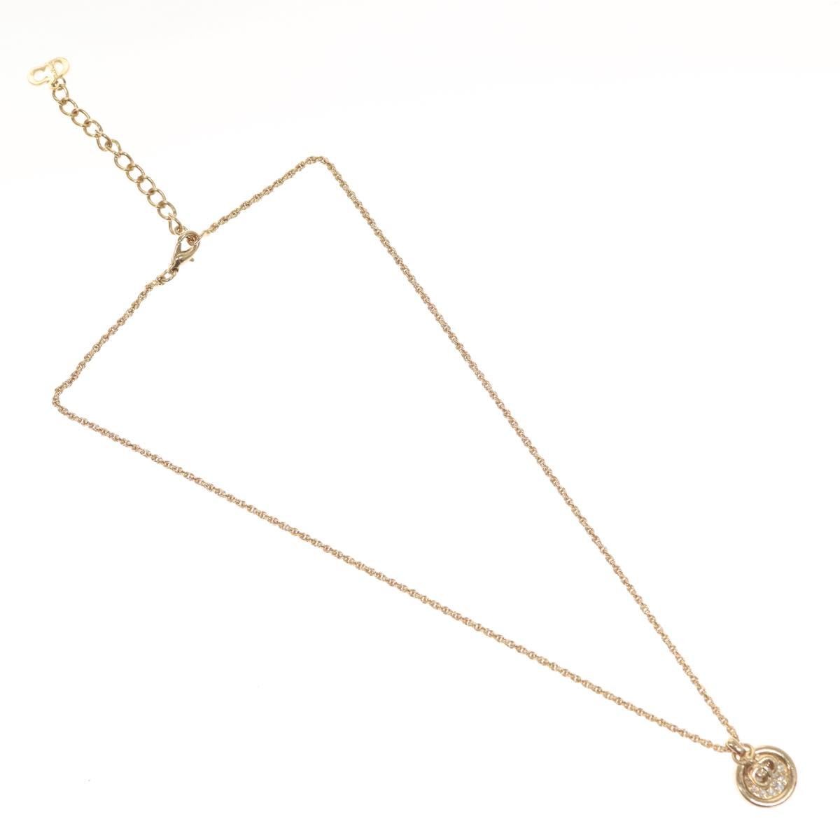 Christian Dior CD Round Pendant Necklace Metal and Crystals, GOLD, METAL, Necklace