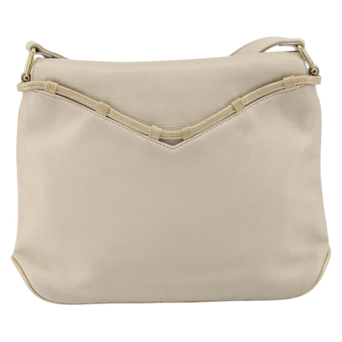 Celine Vintage Shoulder Bag Leather, BEIGE, LEATHER, Shoulder bag